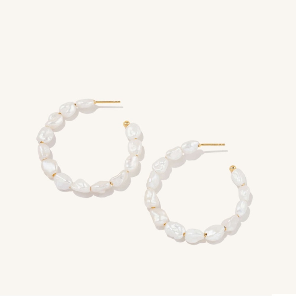 Mejuri Bold Pearl Hoop Earrings
